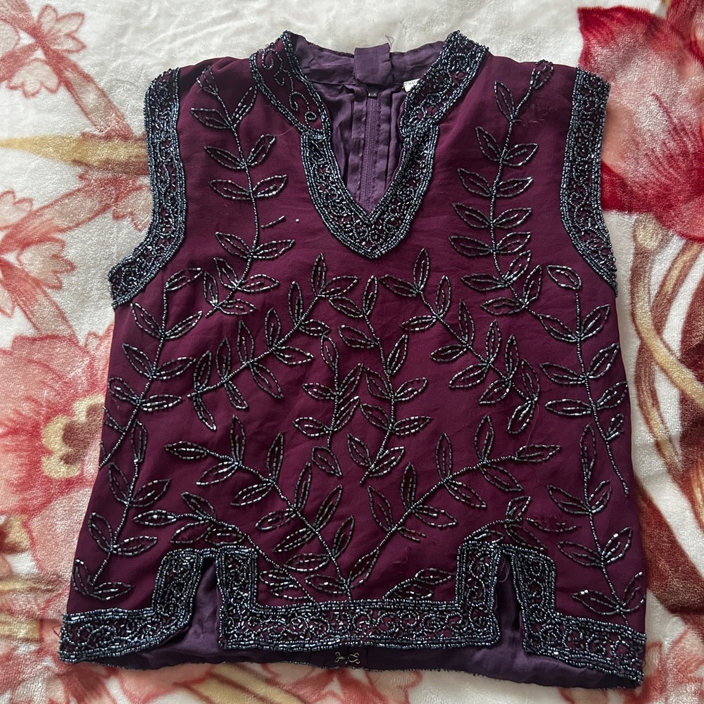 Y2K Embroidered Purple Sleeveless Top